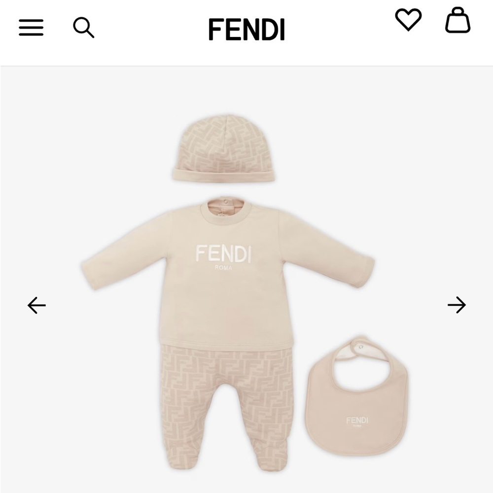 Fendi Beige Baby Bib and Jersey Set